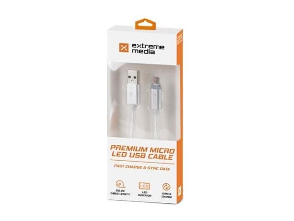 USB-kabel Natec USB-A til microUSB 1 m hvit (NKA-1209)