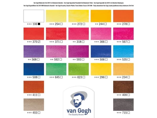 Van Gogh akvarell plastfodral botaniskt urval | 24 halfpans