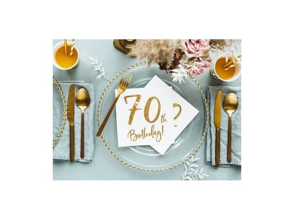 Servietter 70th birthday, guld