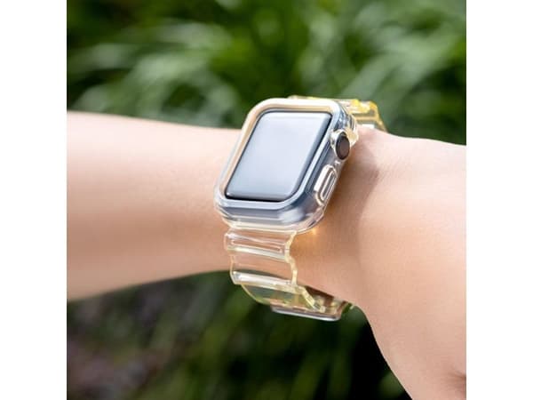 Hurtel silikonrem/armbånd etui Strap Light-sett til Apple Watch 44 mm - gul