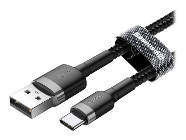 Baseus Cafule - USB-kabel - USB (han) til 24 pin USB-C (han) - USB 2.0 - 2 A - 2 m - gråsort