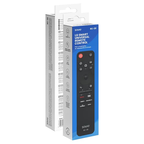 Savio RC-30, IR/Bluetooth, Tryckknappar, Svart