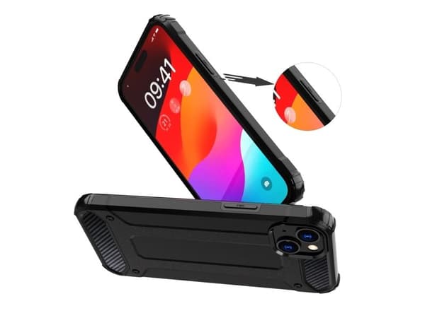 iPhone 15 Plus Hybrid Armor-skal - svart