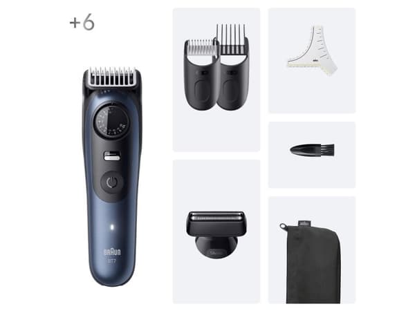 Braun Beard Trimmer Series 7 With 6 Barbering Tools Black Deep Blue