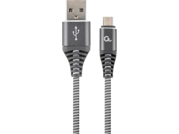 Gembird CC-USB2B-AMMBM-1M-WB2, 1 m, Micro-USB B, USB A, USB 2.0, 480 Mbit/s, Harmaa, Valkoinen