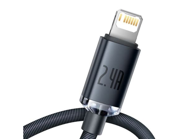 Baseus Crystal Shine, 2 m, Lightning, USB A, Uros, Uros, musta