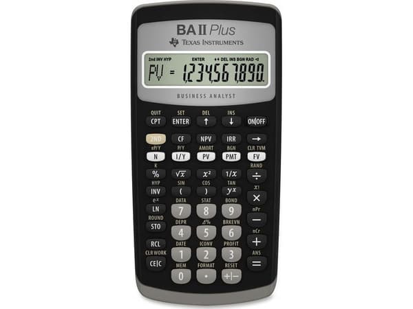 Finansregner Texas BA-II Plus, sort, 10 cifre
