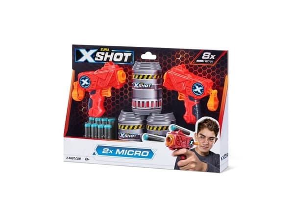 X-Shot Excel Double Micro Micro Foam Dart Blaster Combo Pack (8 tikkaa 3 tölkkiä)