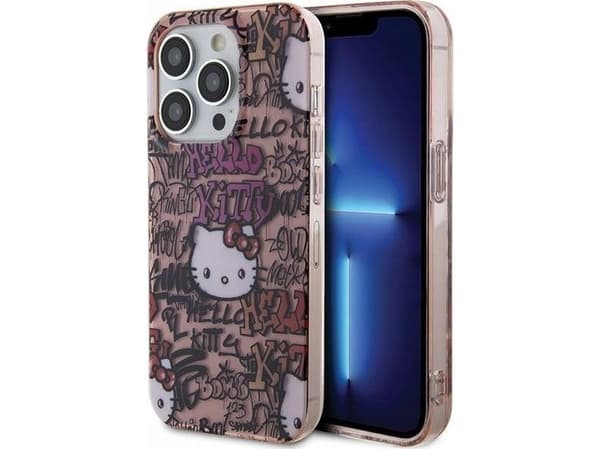 Hello Kitty IML Žymos Graffiti dėklas iPhone 14 Pro - rožinis