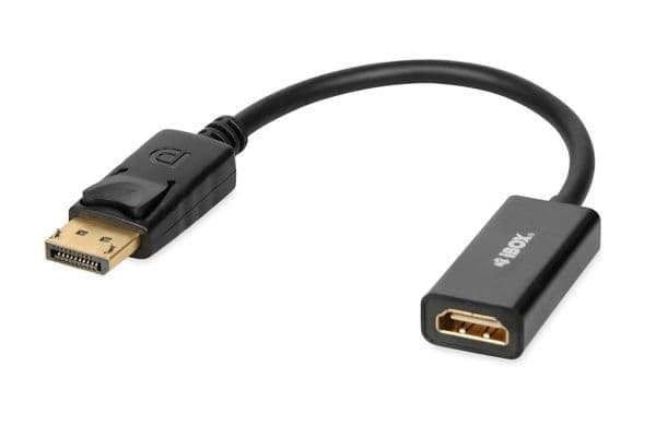 iBOX - Sovitinkaapeli - DisplayPort uros HDMI naaras - musta