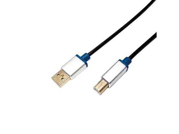 LogiLink 2m, USB2.0-A/USB2.0-B, 2 m, USB A, USB B, USB 2.0, Hankjønn/hankjønn, Sort