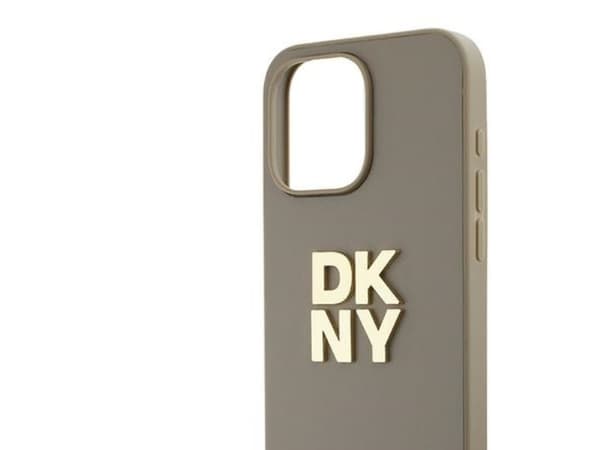 DKNY Wrist Strap Stock Logo case for iPhone 15 Pro Max - beige