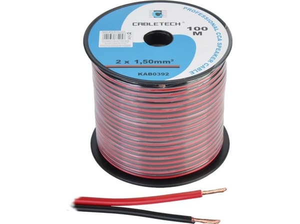 Cabletech högtalarkabel CCA 1,5 mm, svart/röd