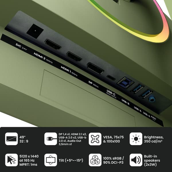 Arozzi Nova 49" v2 VA, 165Hz - Forest Green