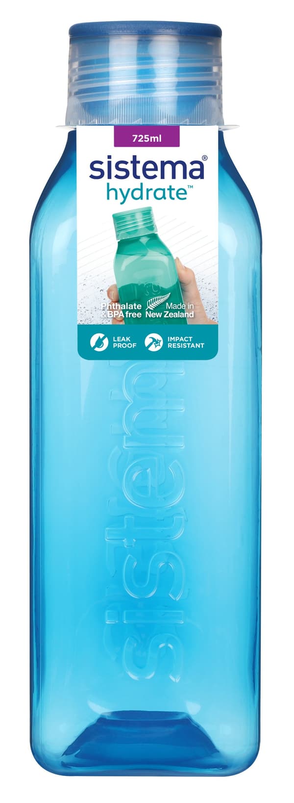Sistema - Medium Square Bottle 725 ml - oceanblå