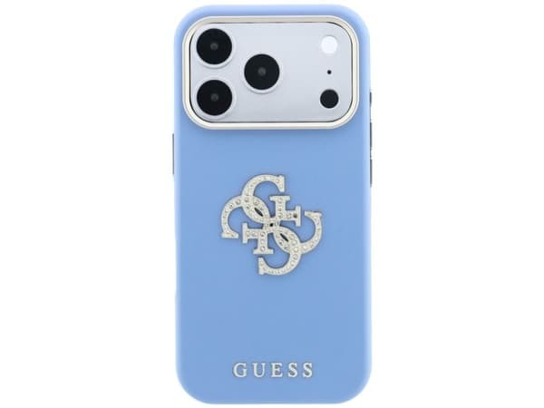 Etui Guess Smooth & Big Strass Logo do iPhone 18 Pro / 17 Pro niebieski