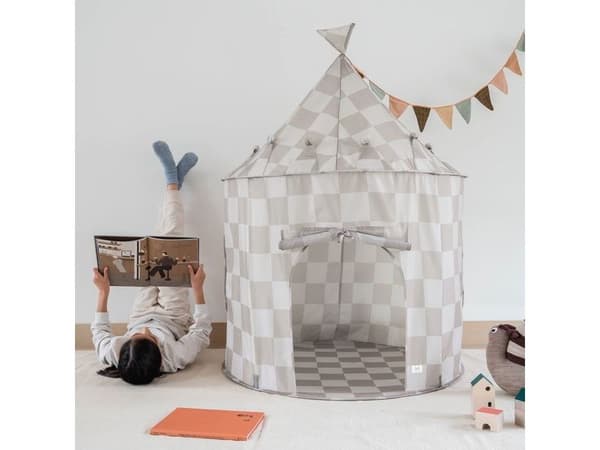3 prouts lektält, Checkerboard beige