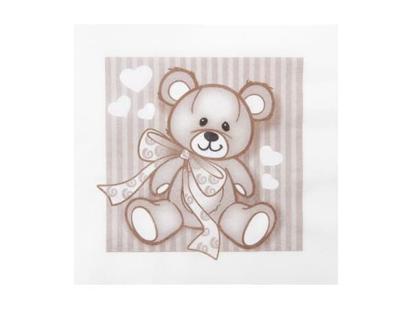 Bamse servietter, brun 33x33 cm