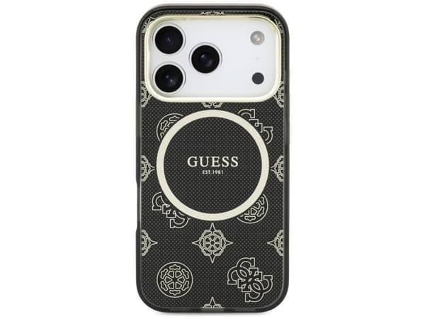 Guess IML Peony Dot MagSafe Case for iPhone 17 Pro - Black