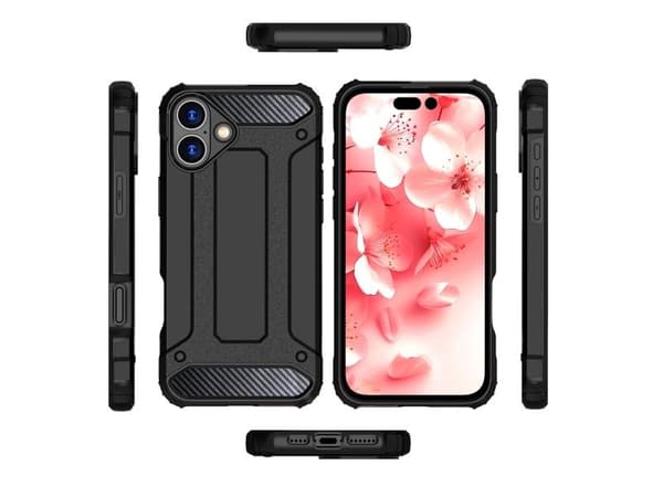 Hybrid Armor-telefonetui til iPhone 16 - svart
