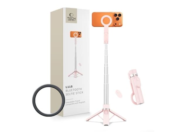 Selfiestick 4-pack TECH-PROTECT L11S Magsafe Bluetooth stativ rosa