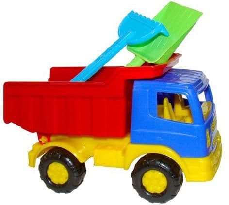 Kuorma-auto lapiolla ja haravalla 16,5x8,3x10,5cm ass.