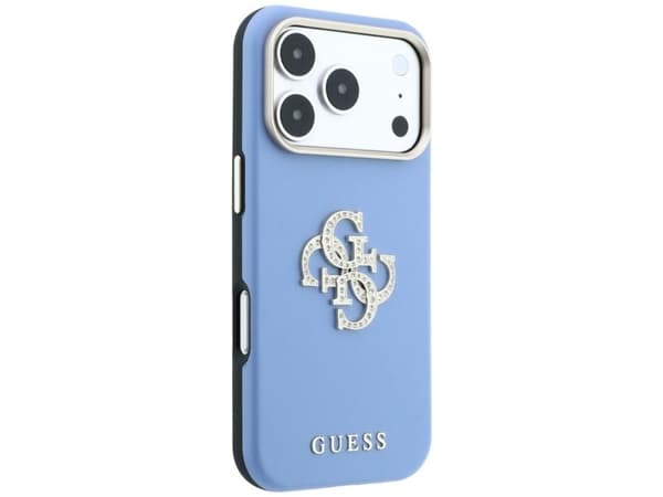 Etui Guess Smooth & Big Strass Logo do iPhone 18 Pro / 17 Pro niebieski
