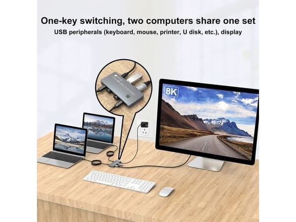 Techly TECHLY KVM USB-C Switch 8K DisplayPort 1.4 2xUSB-C 3xUSB 2.0 (365528) - 46280610