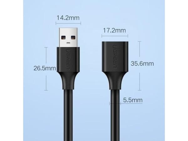 UGREEN USB 3.0 -jatkojohto 1,5m (musta)