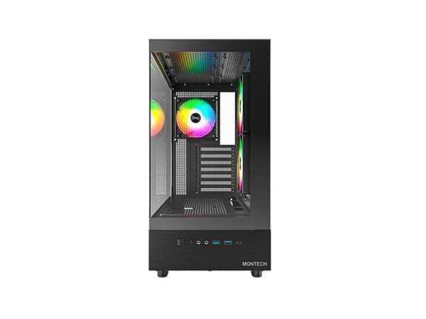 Montech XR tornchassi (svart, härdat glas x 2)