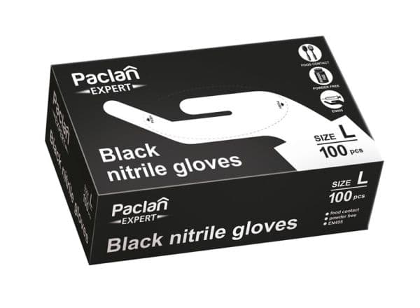 Paclan Paclan Expert sort nitriilikäsineet koko L 100 kpl.