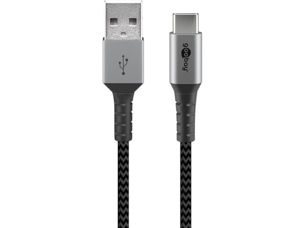 Wentronic 49297, 2 m, USB C, USB A, USB 2.0, 480 Mbit/s, Musta, Harmaa