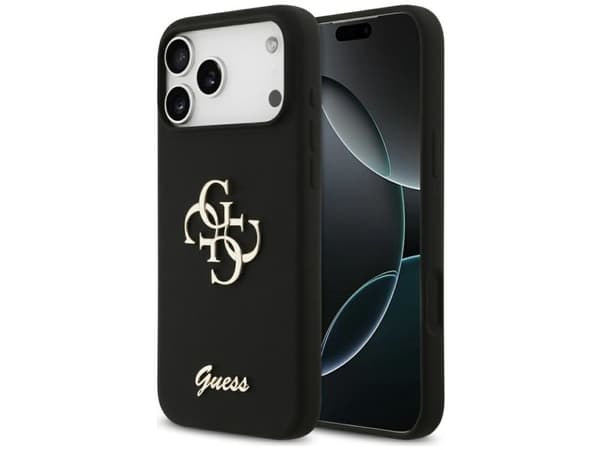 Guess silikon Big 4G Script-fodral för iPhone 17 Pro Max - Svart