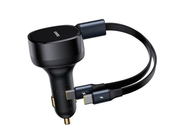 Baseus Enjoyment Retractable 2-i-1 bil-lader C+C 33W Cluster Black