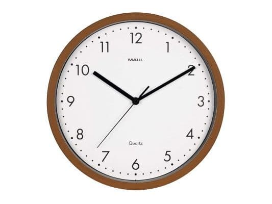 Väggklocka MAULgrain Ø30 cm, i mörk trälook