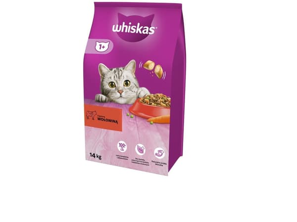Whiskas tørfoder til voksne katte med oksekød - 14 kg