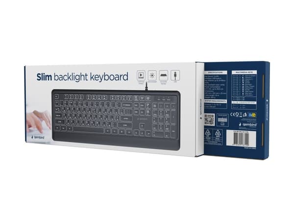 Slim wired backlight keyboard, black, Cyrillic layout