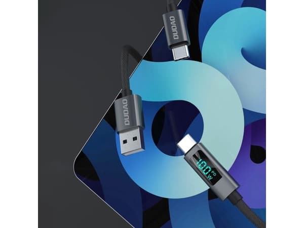 Dudao L7C USB-C - USB-C 100W kaapeli LED-näytöllä 1m - musta - musta