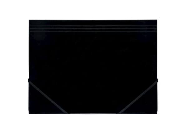 Elastikmappe, Q-Line DKF sort, M/3 KLAPPER, 210x297mm Karton/elastik - (10 stk.)