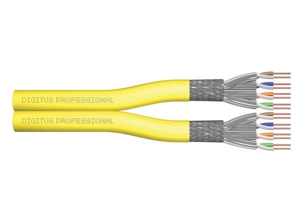 DIGITUS - Installation cable - 100 m - 8 mm - S/FTP - dupleks - CAT 7a - IEEE 802.5/IEEE 802.3 - halogenfri, riser, solid, 10 Gigabit Ethernet - gu...