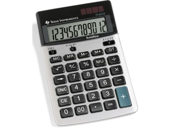 Texas Instruments TI-5018 SV - Skrivbordskalkylator - 12 siffror - batteri, solcellspanel