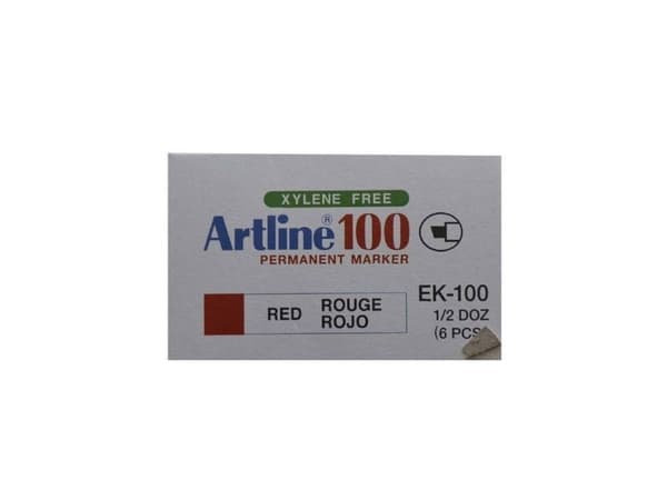 Marker Artline 100 permanent röd 7,5–12 mm – (6 st.)