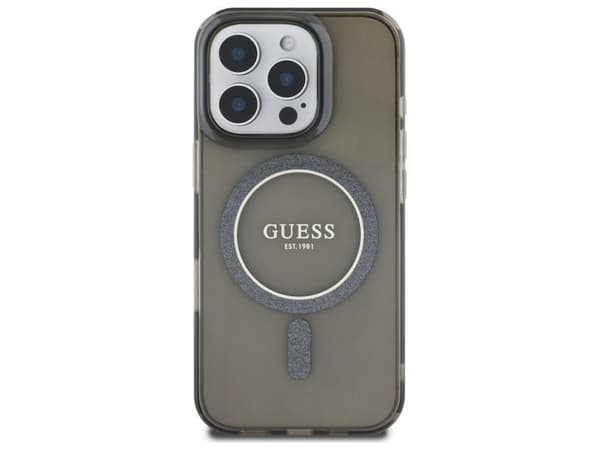 Guess IML Glitter Circle MagSafe case for iPhone 16 Pro Max - black