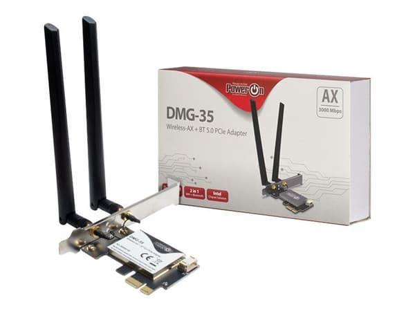 Inter-Tech DMG-35 - Nätverksadapter - PCI Express x1 låg profil - Bluetooth 5.0, 802.11ax