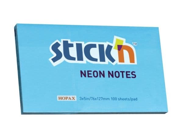 Notes, BNT Stick´n, Neon, blå, 127x76mm - (12 stk.)