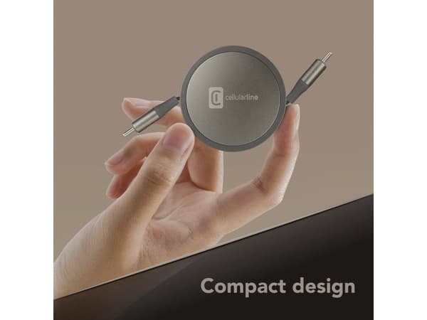Cellularline USBDATAROLLER5A1MK, 1 m, USB C, Harmaa