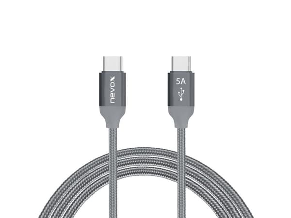 nevox 1653, 1 m, USB C, USB C, USB 2.0, 0,48 Gbit/s, Grå, Sølv