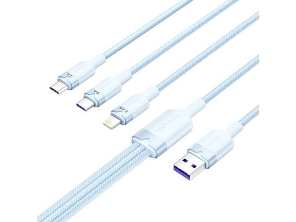 USB 2.0 A to 3-in-1 6A cable Vention CTRLG 1.5M (blue)