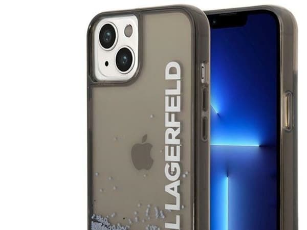 Karl Lagerfeld Liquid Glitter Elong-deksel til iPhone 14 Plus - svart