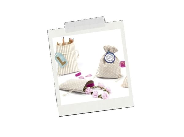 Folia 64102, Presentpåse, Beige, Vit, Mönstrad, Bomull, Polyester, 6 styck